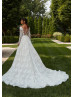 Off Shoulder Ivory Eyelash Lace Tulle Romantic Wedding Dress